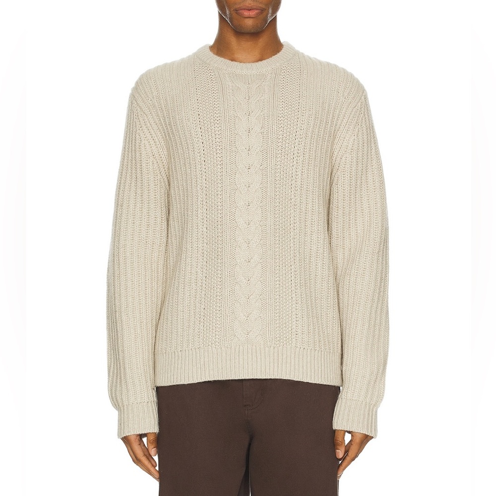 Theory Men Vilare Cable Knit Sweater in Dane Wool Size XL
